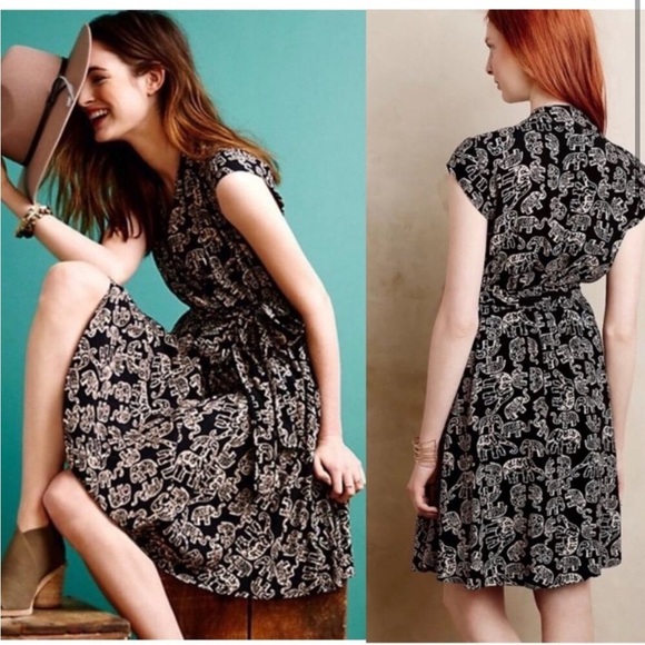 Anthropologie Maeve Elephant Noronha Faux Wrap Size XSmallP - Picture 3 of 12